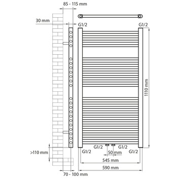 Haceka designradiator Gobi aluminium 565 Watt 111x59 cm