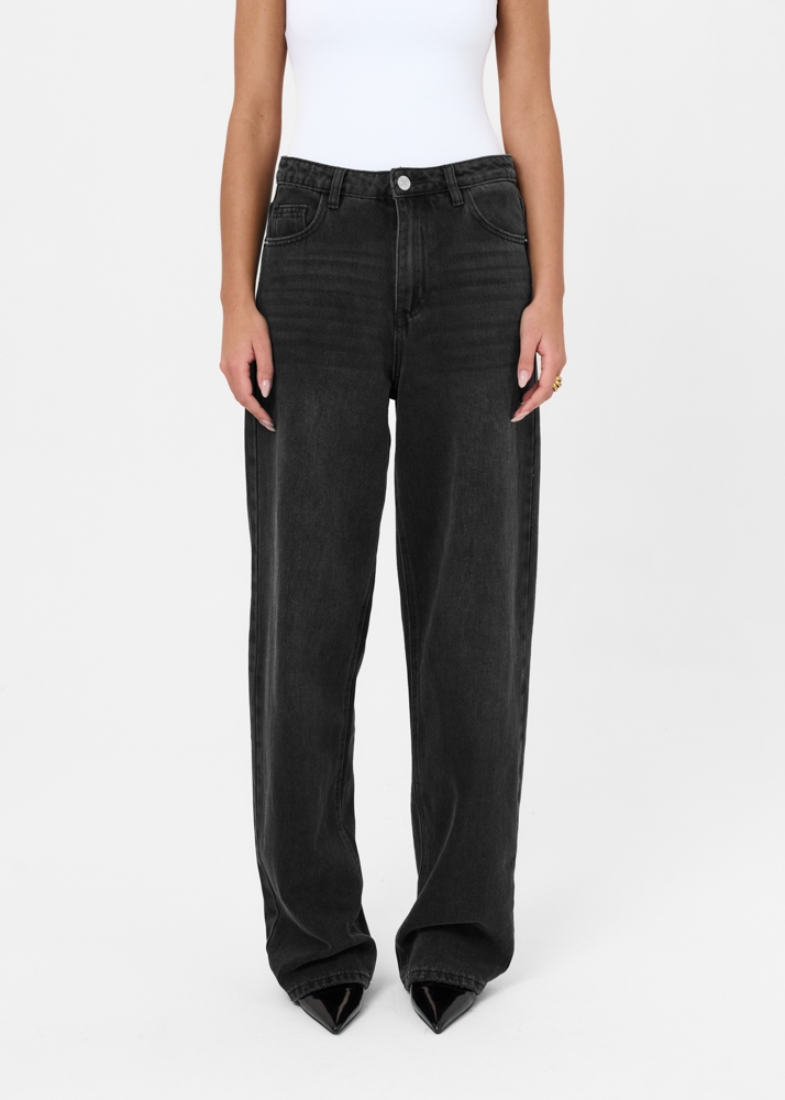 Loose fit jeans iron zwart