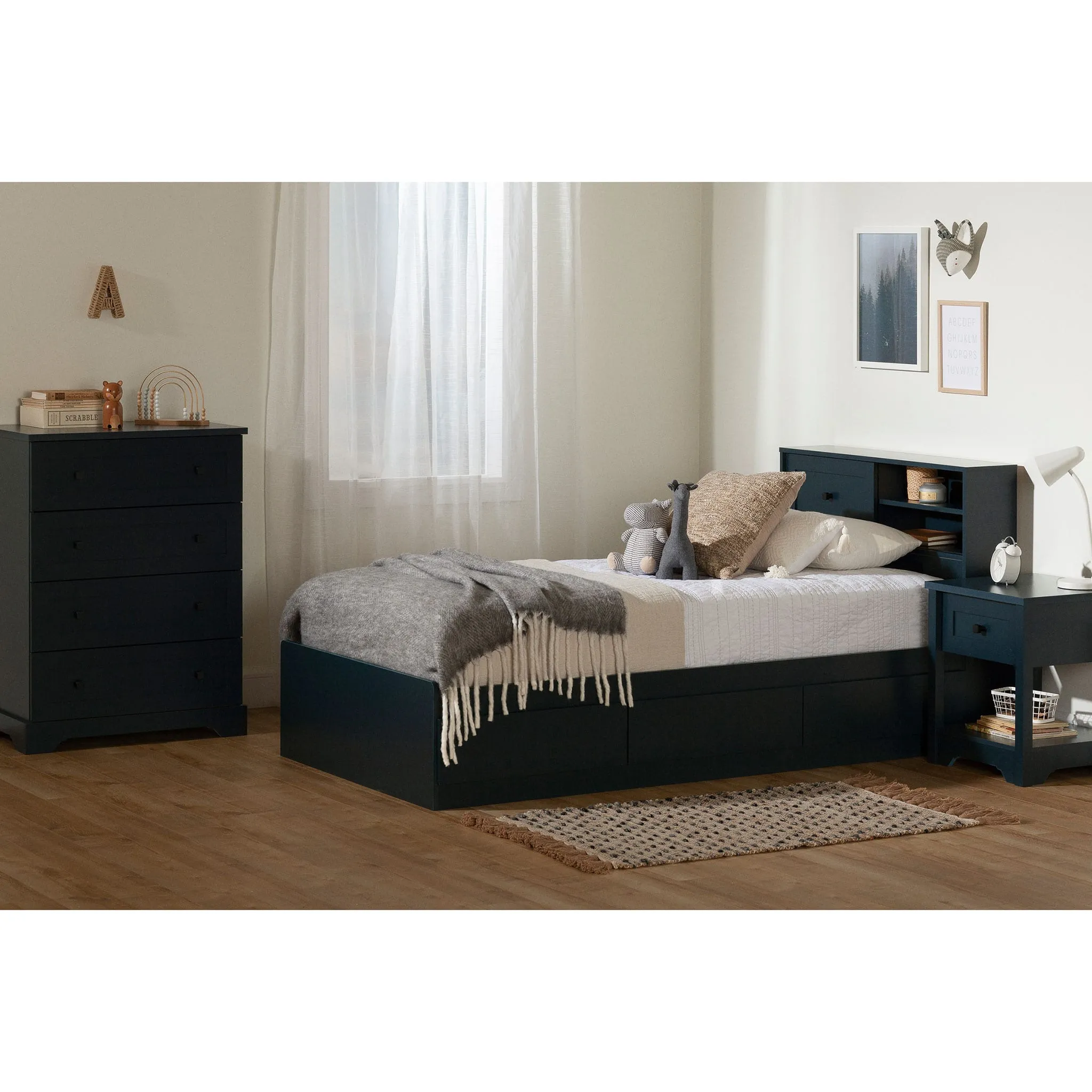 South Shore Tête de Lit Simple - Hazen Bleu Marin