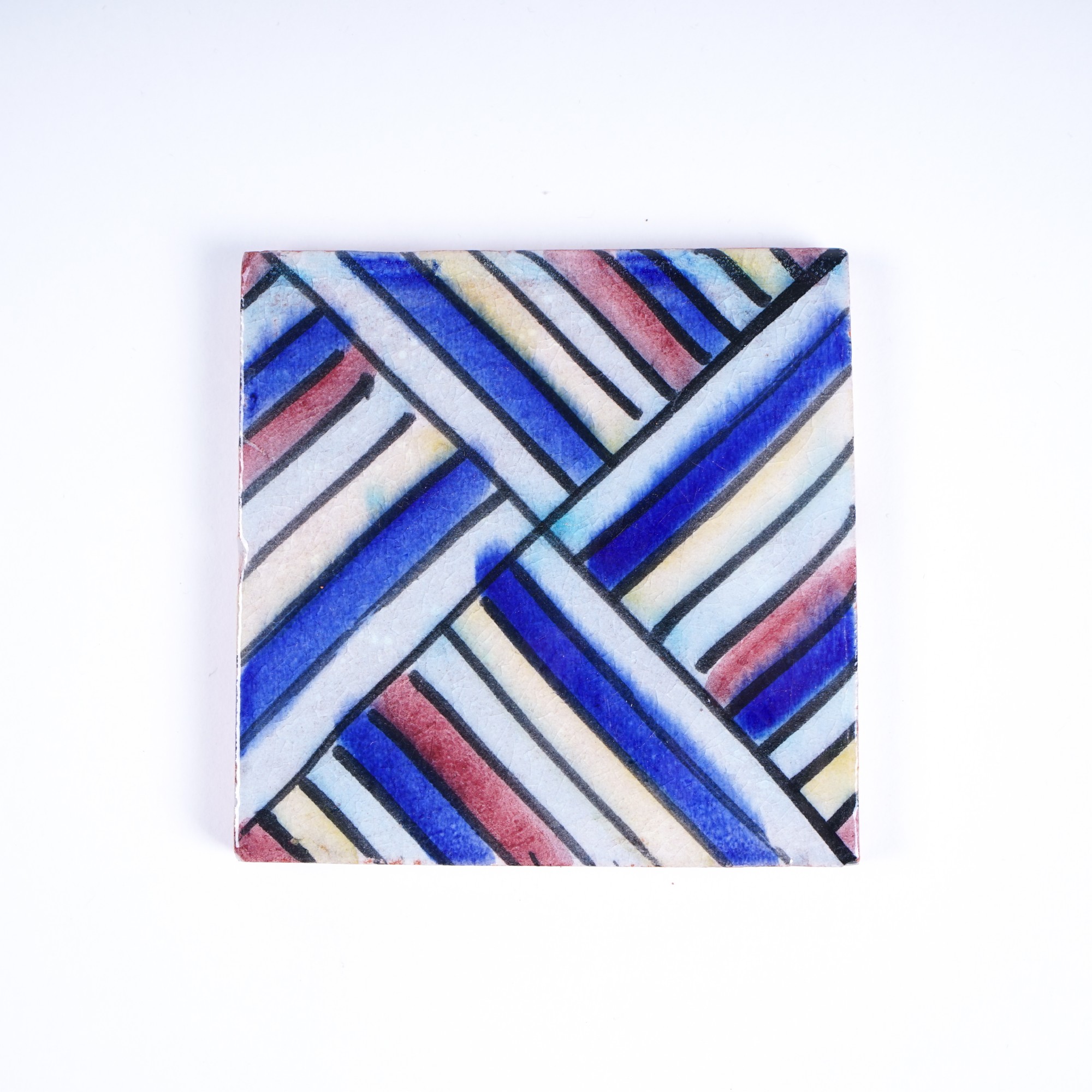 handglasierte Kachel 'Weaving', multicolor, L 10 cm, B 10 cm, H 1cm von fischer's lagerhaus