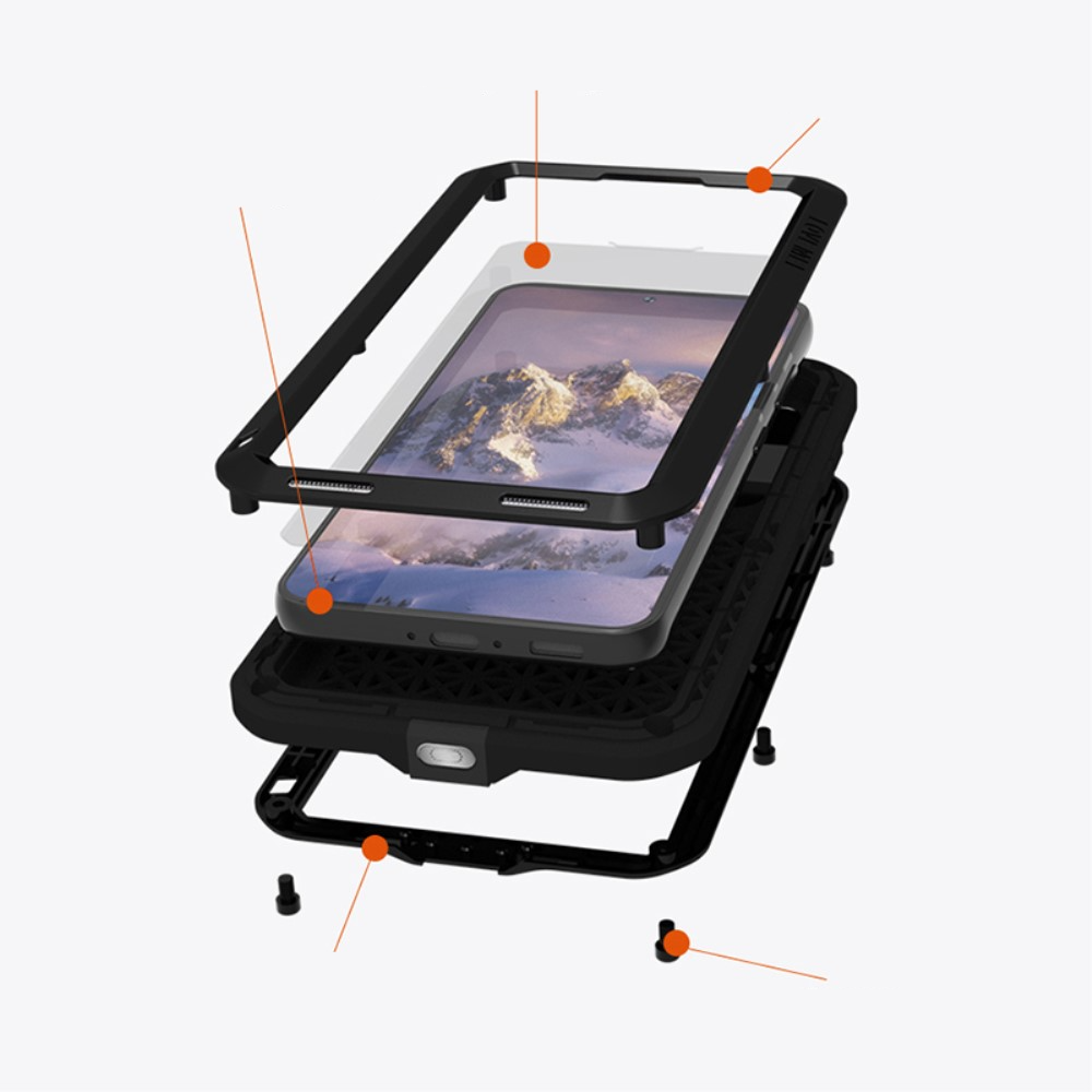 Samsung Galaxy S23 5G Silikon Metall Outdoor Case   Panzerfolie - Schwarz