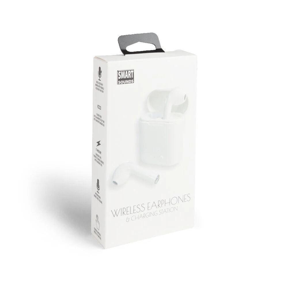 Écouteurs Bluetooth avec étui de charge blanc