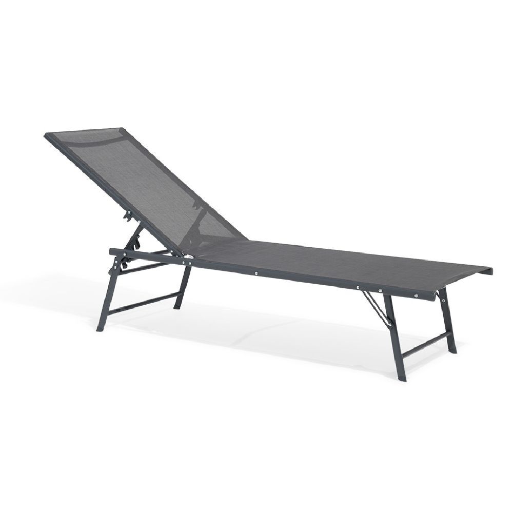 Transat bain de soleil Dream 5 positions gris foncé 181x55xH33/90.5cm