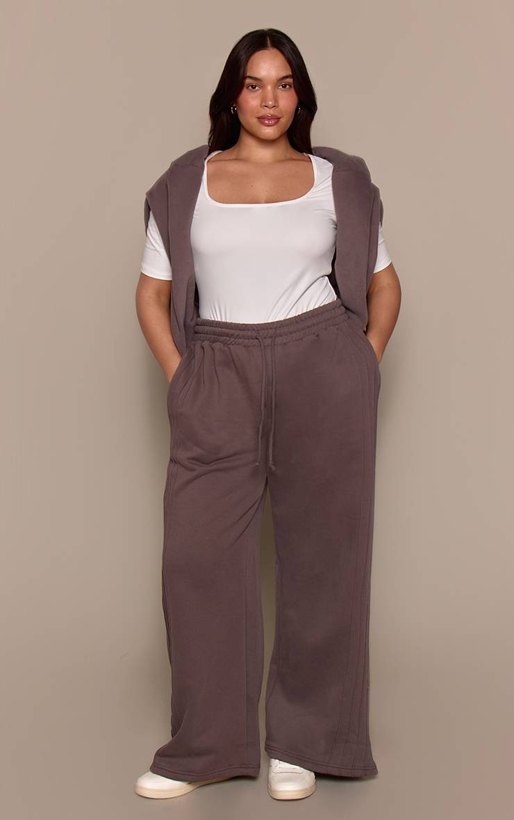 Charcoal Grey Jogger Grande Taille Avec Détails De Coutures