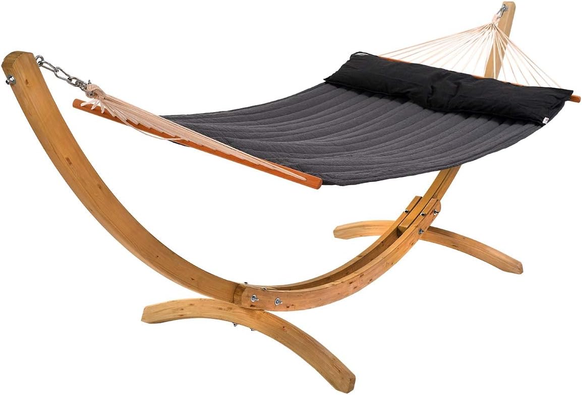 Lola Luxus Stab Hängematte gefüttert American Hammock Lifestyle, Noire mit Kissen wetterfest