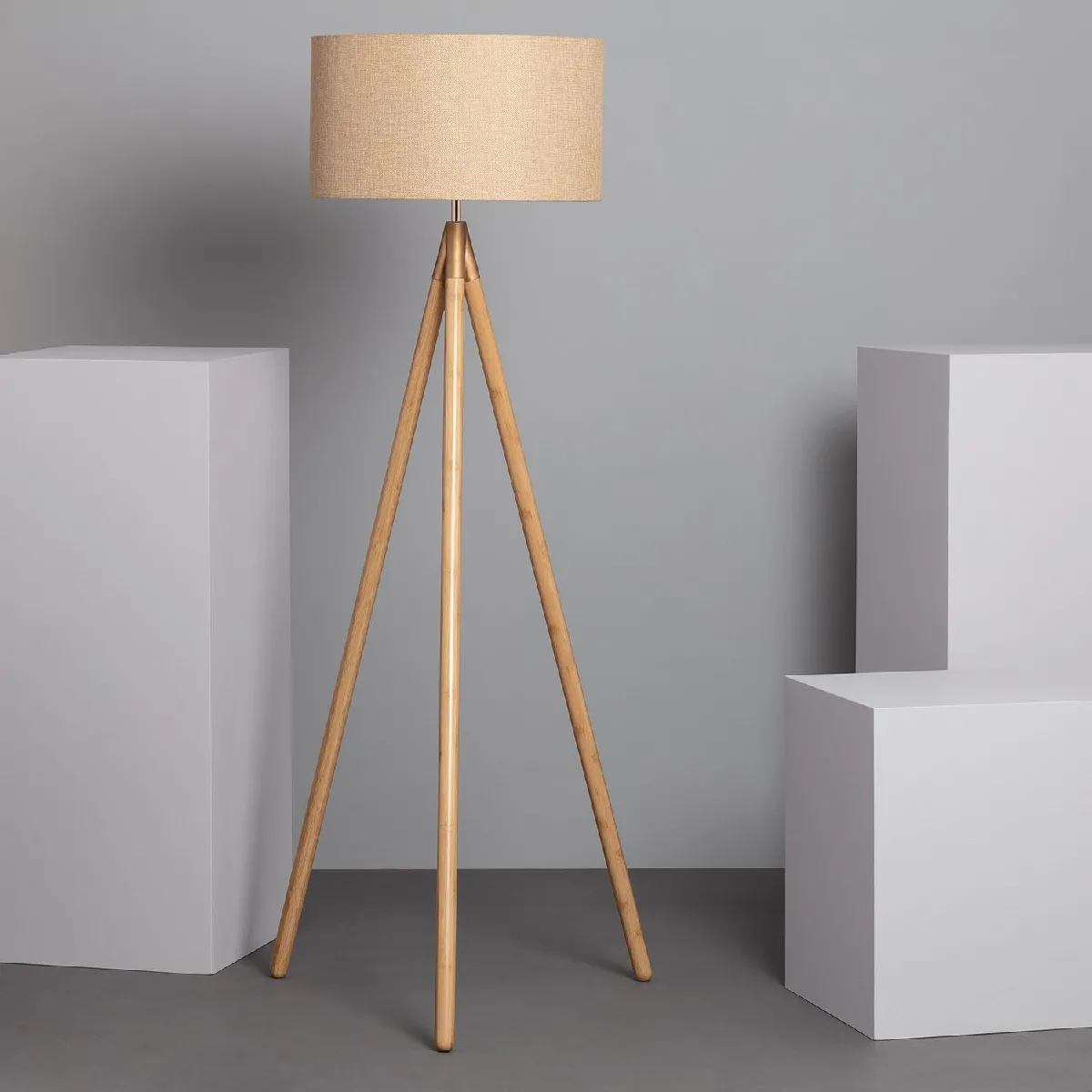 Ledkia Lampadaire Bois Tissu Wolby