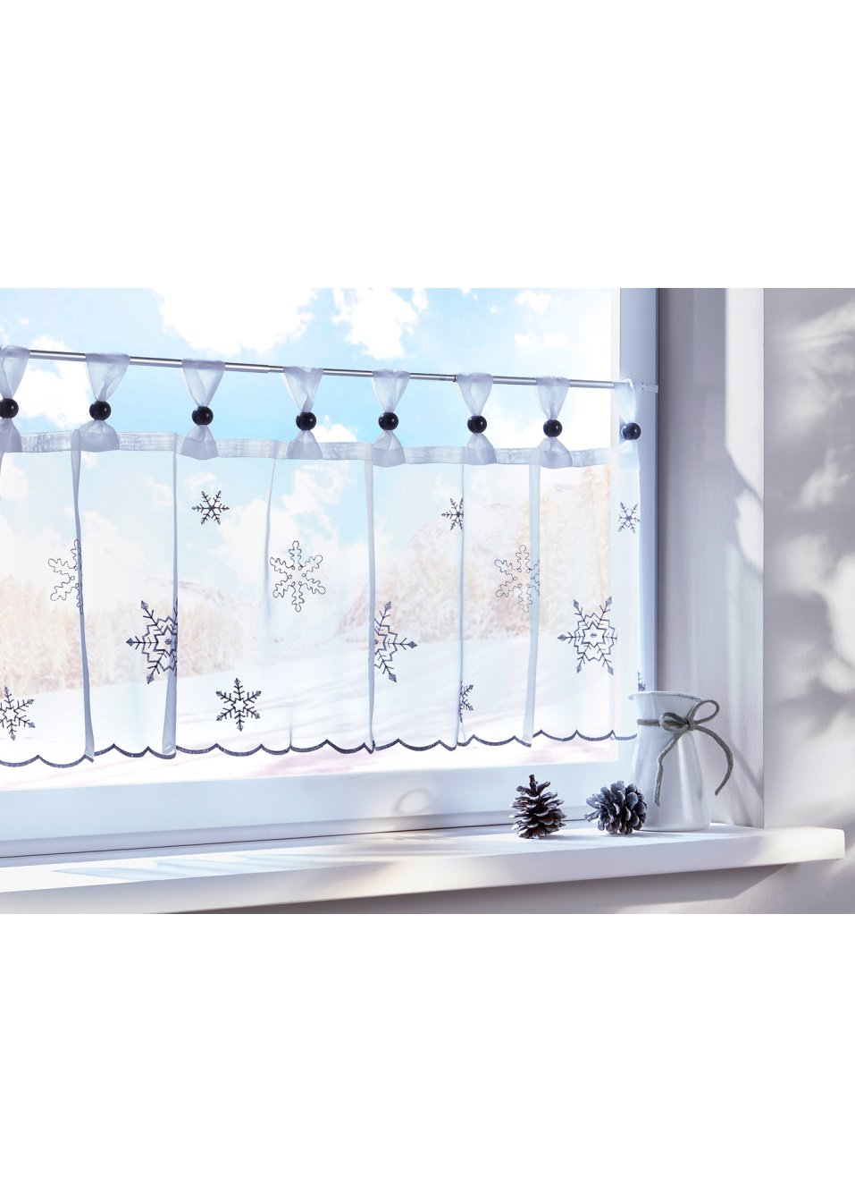 Brise-bise avec broderie flocons de neige