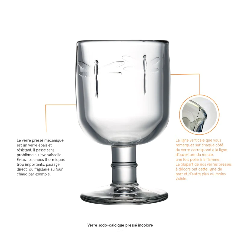 Lot de 6 verres à pied, LIBELLULES La Rochère