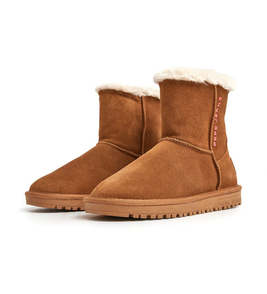 Botas de cano curto Pepe Jeans Diss Fresh em couro marrom