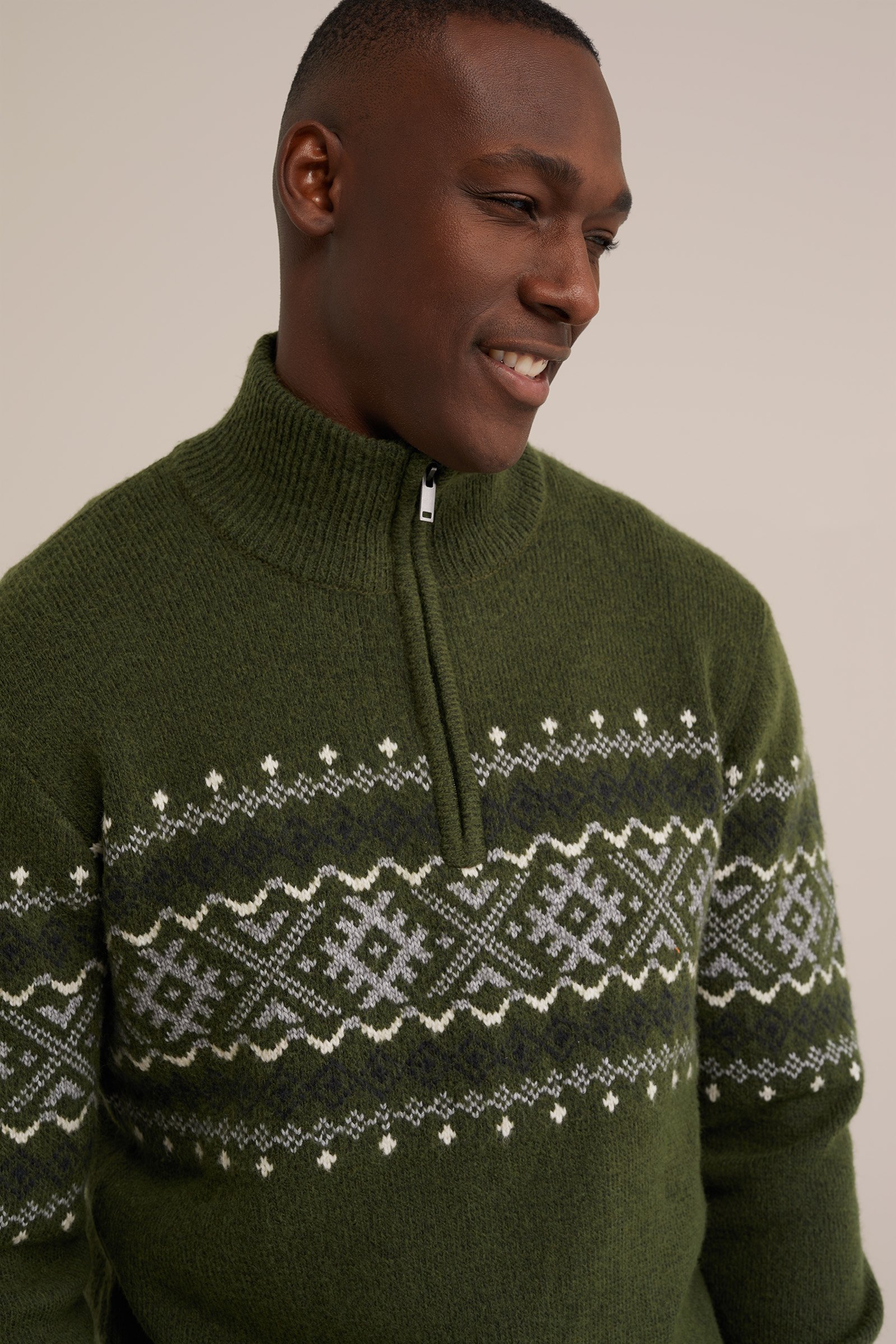 trui met rits WE Fashion Donkergroen