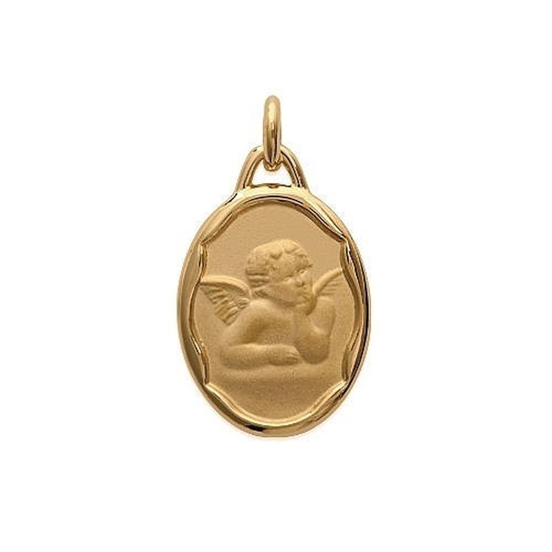 Collier médaille ange baptême Plaqué OR 750 3 microns