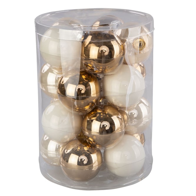 Christbaumkugeln aus Glas - perle/braun/weiß - ca. 6 cm - 20 Stück