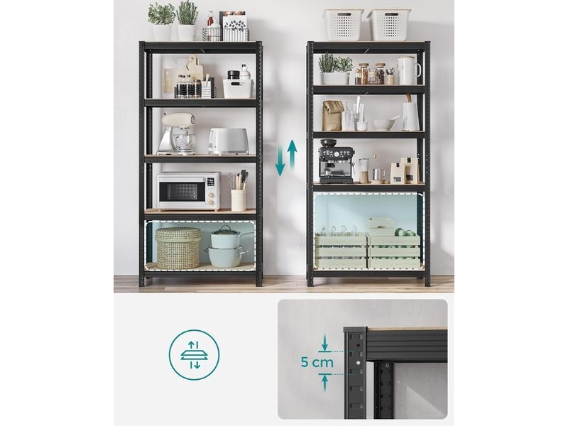 Songmics Regal 5 Ablagen Schwarz Zwei Schwerlastregale