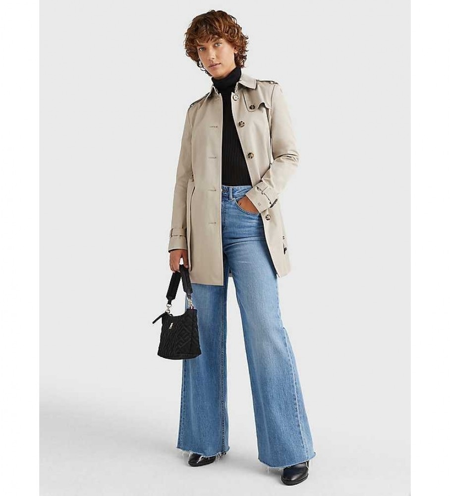 Casaco Tommy Hilfiger Heritage de abotoamento simples, cor taupe