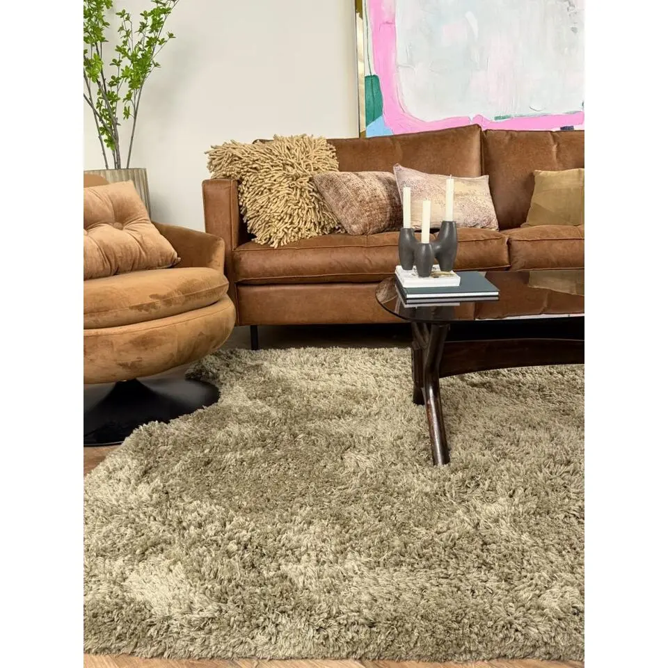 Interieur05 hoogpolig vloerkleed polyester Pilo groen - 340 x 240 cm