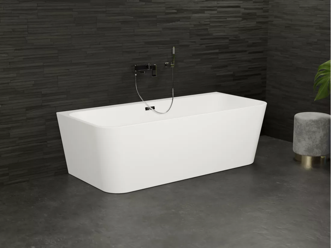 Baignoire semi-îlot murale MINT 170, L170xl81xH57cm, by SPALINA