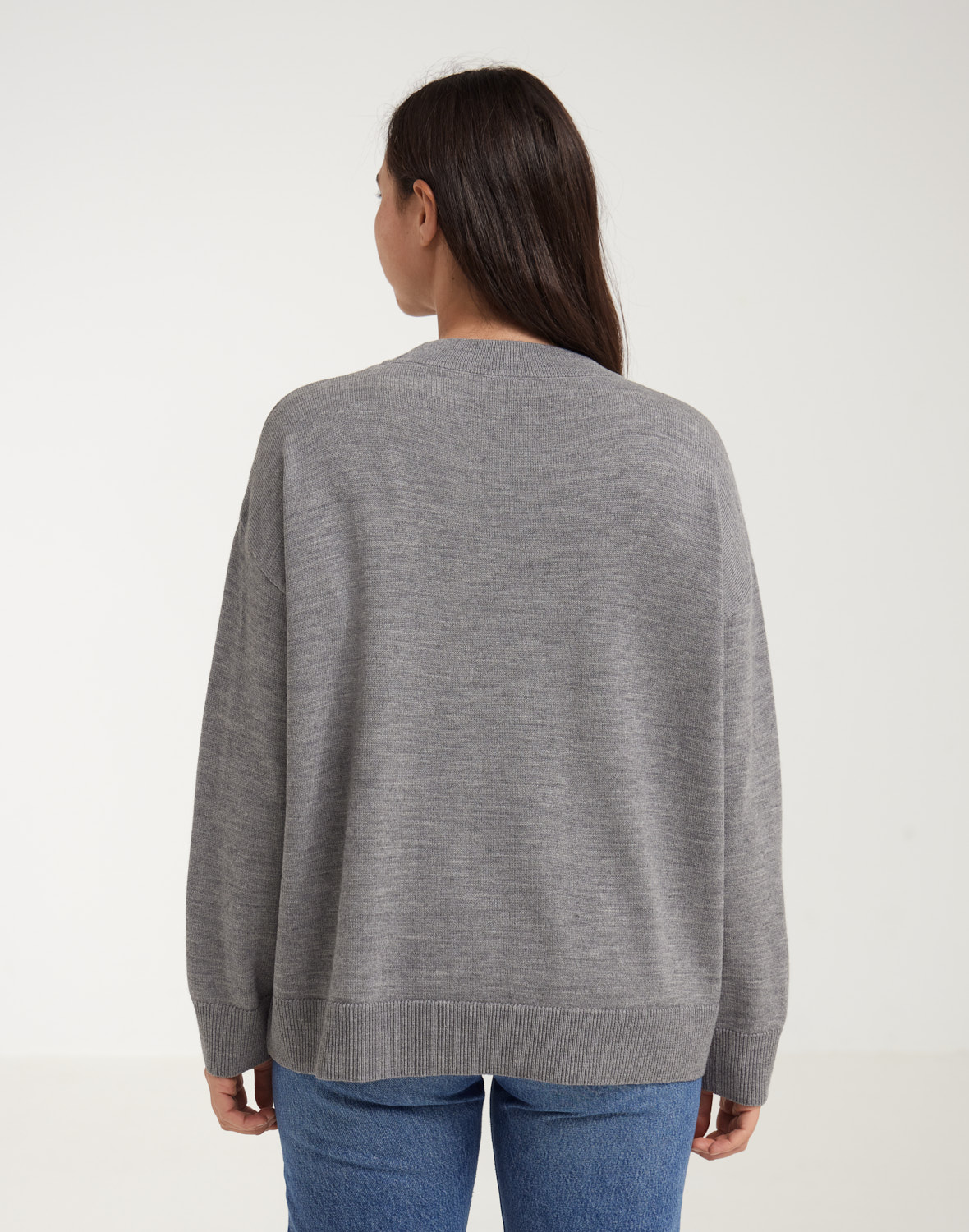 Loosefit shirt met ronde hals van merinowol voor dames