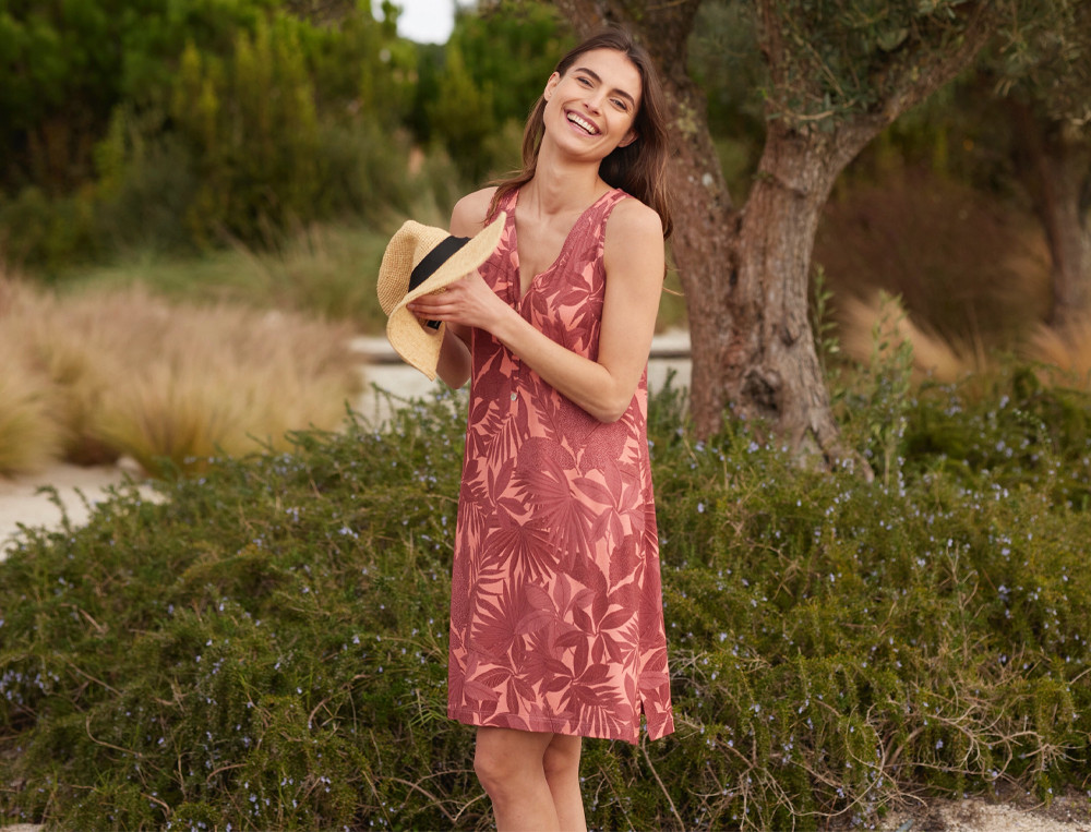 Robe corail-Balade exotique
