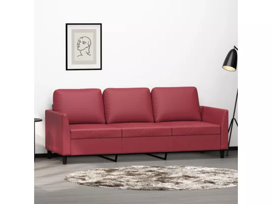 Canapé à 3 places Rouge bordeaux 180 cm Similicuir