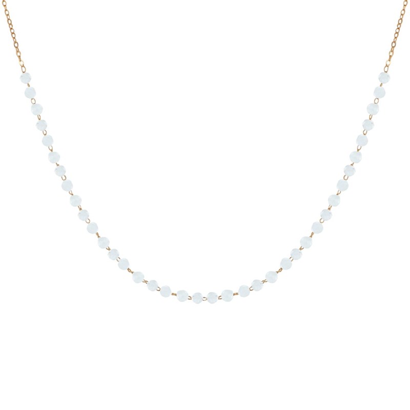 Collier Plaqué Or Perles Facettées de Pierre de Lune