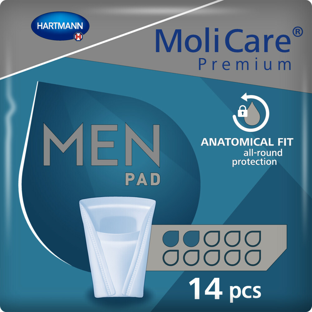 4x Molicare Premium Men Pad 2 Druppels 330 ml Absorptie14 stuks