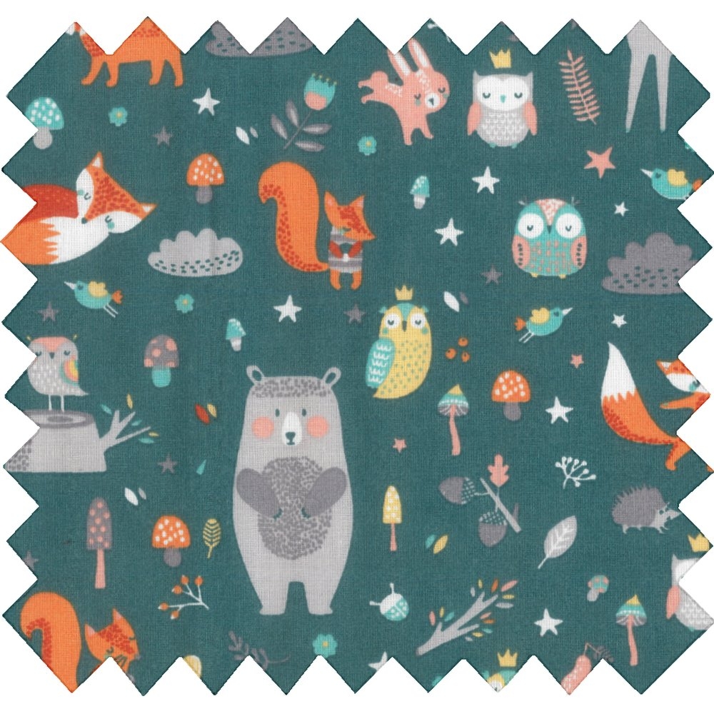 Coupon Tissu 50 Cm Animaux De La Forêt Ex1076