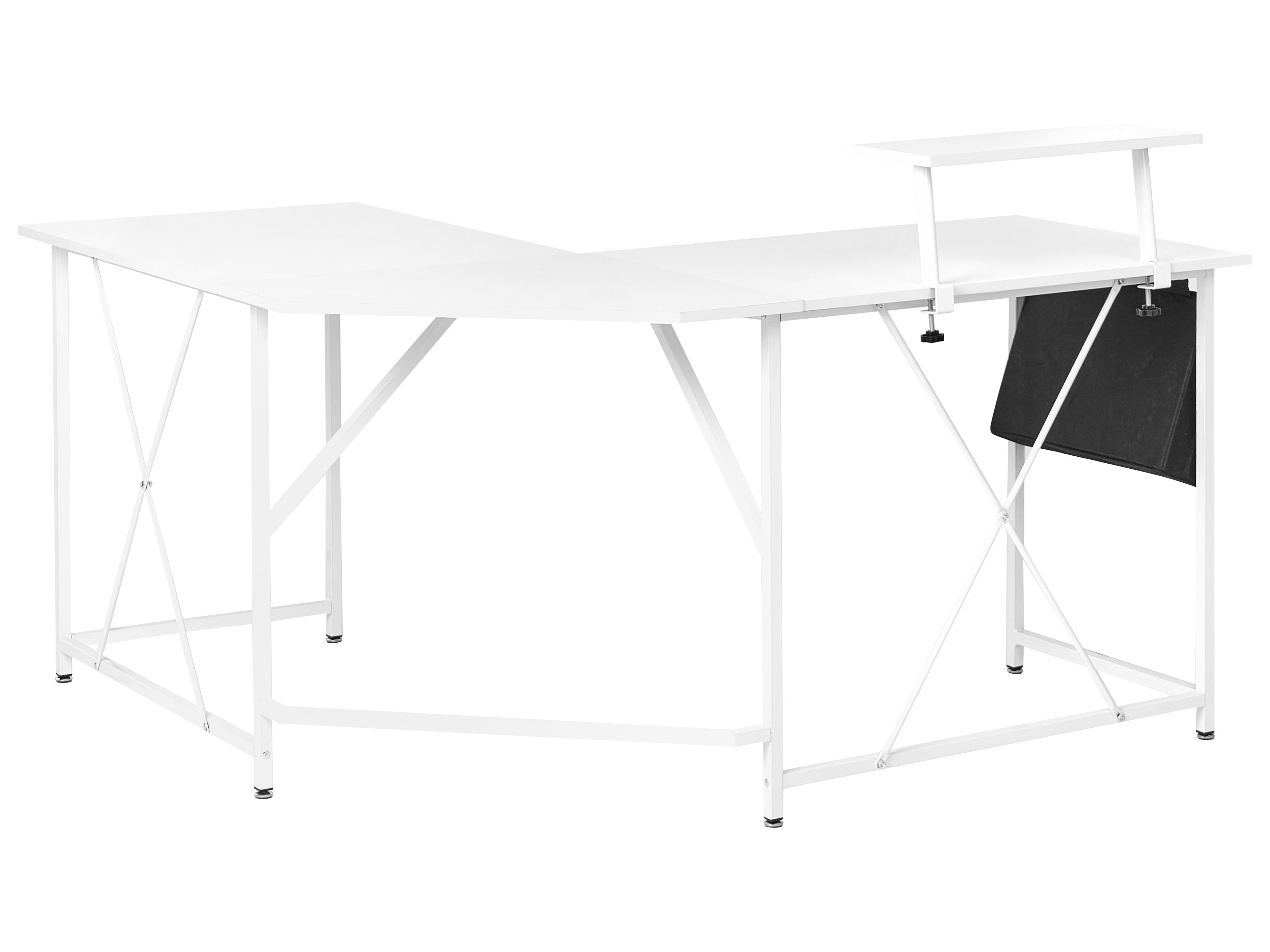 Hoekbureau TACONY Wit 180 cm 140 cm met opbergruimte