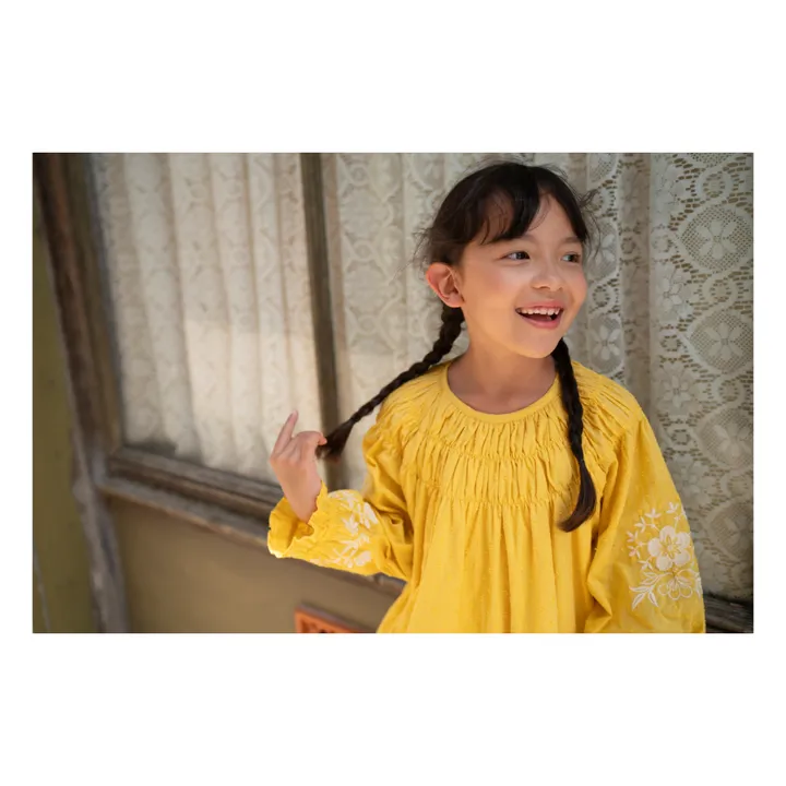 Lali Robe Tulip Brodée  | Jaune