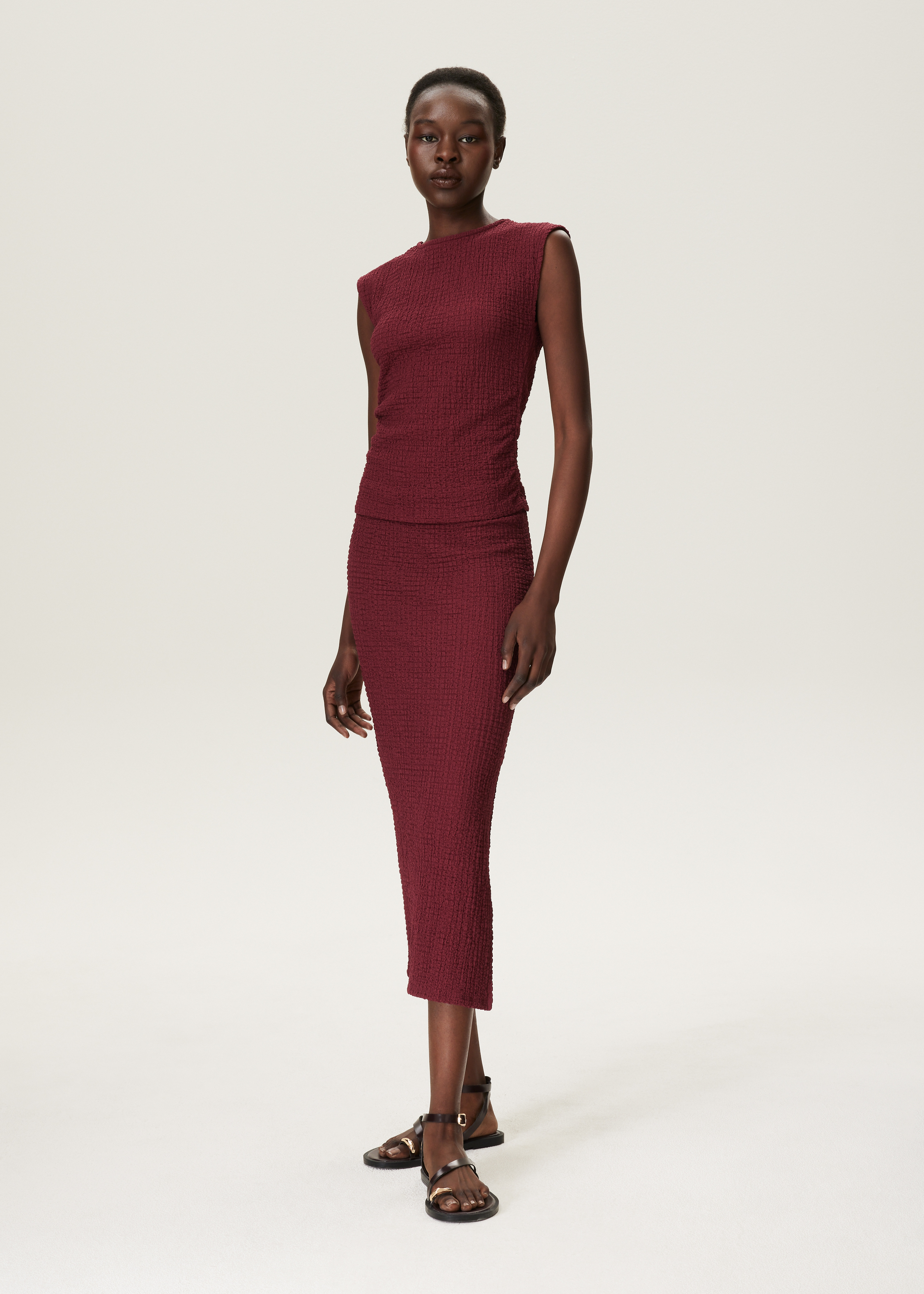 Midi rok met bubbelstructuur