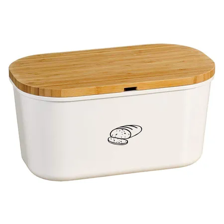 Kesper Brotbox, weiß, Deckel Bambus FSC, groß