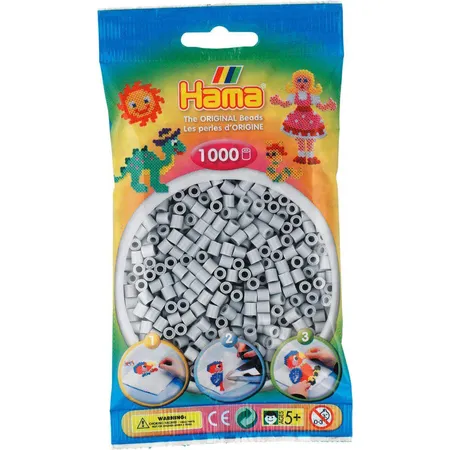 Hama Bügelperlen Midi hellgrau, 1000 Stück