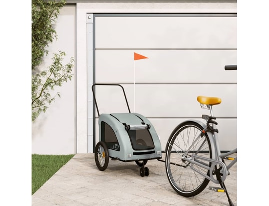 VIDAXL - Remorque de vélo pour animaux de compagnie gris