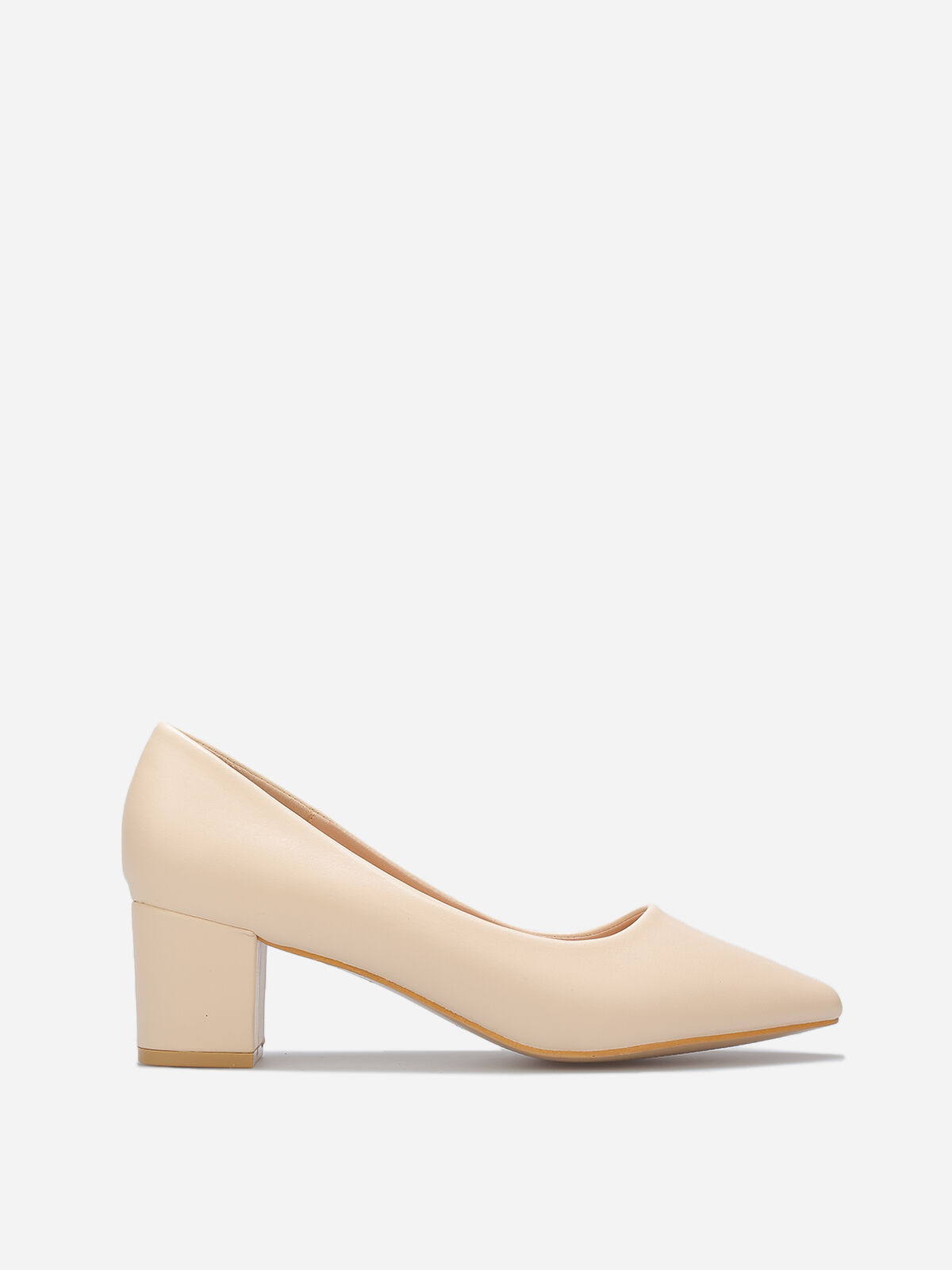 Escarpins à talon carré- Beige
