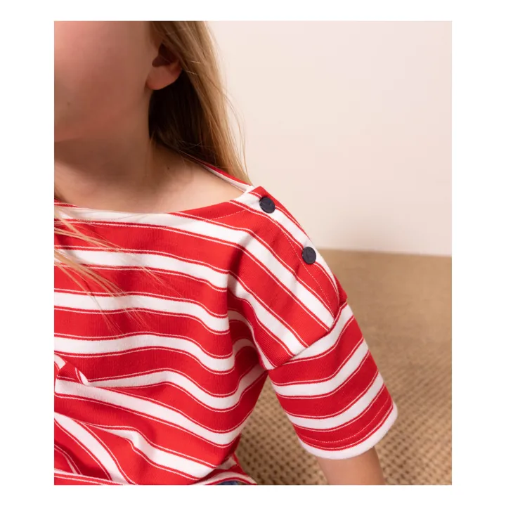 Petit Bateau T-shirt Rayé Coton Bio Epais | Rouge