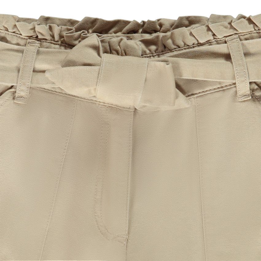 Short uni avec ceinture à nouer pour fille - Beige