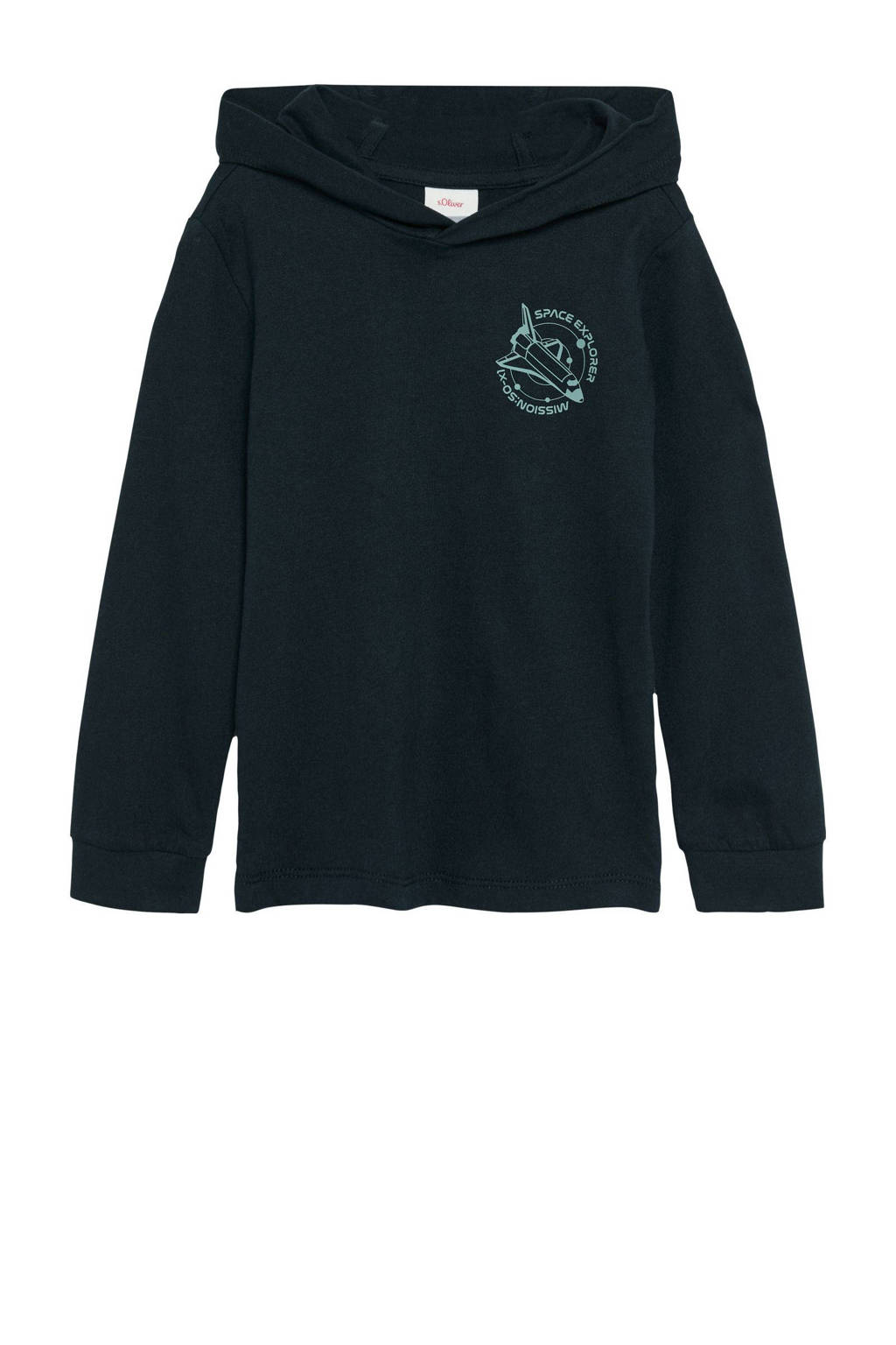 s.Oliver sweater met backprint donkerblauw