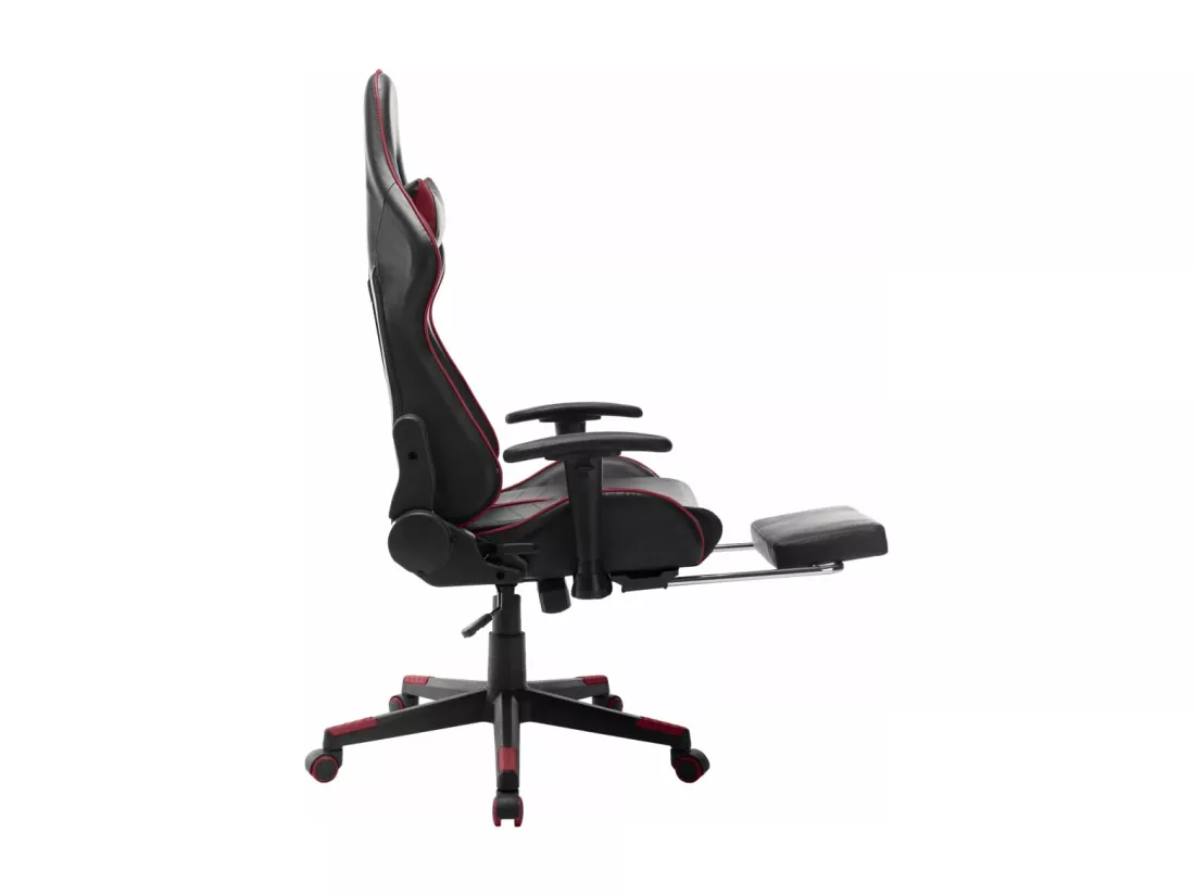 Chaise de jeu avec repose-pied Noir et bordeaux Cuir artificiel