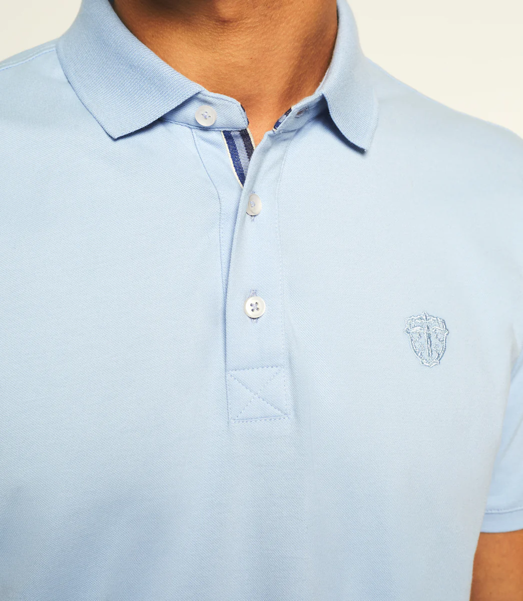 Polo manches courtes bleu ciel 
