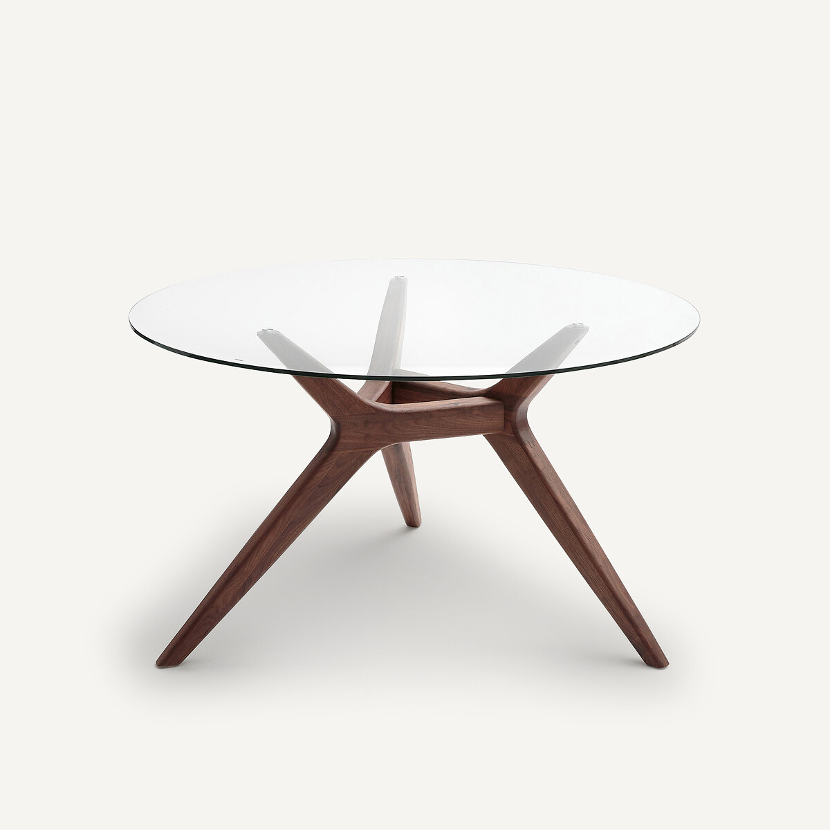 AM.PM<br>Mesa redonda com 130 cm de diâmetro, em vidro e nogueira, Maricielo