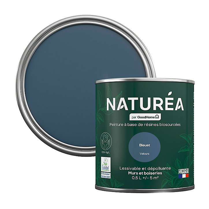 Peinture murs et boiseries Naturéa par GoodHome bleuet velours 0.5L