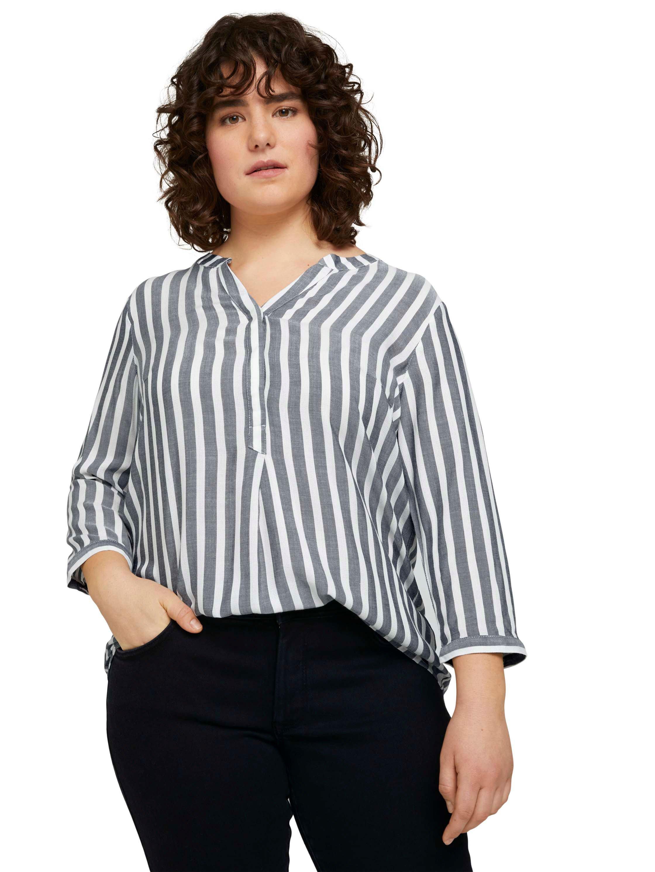 Gestreifte Tunika mit Henley-Ausschnitt