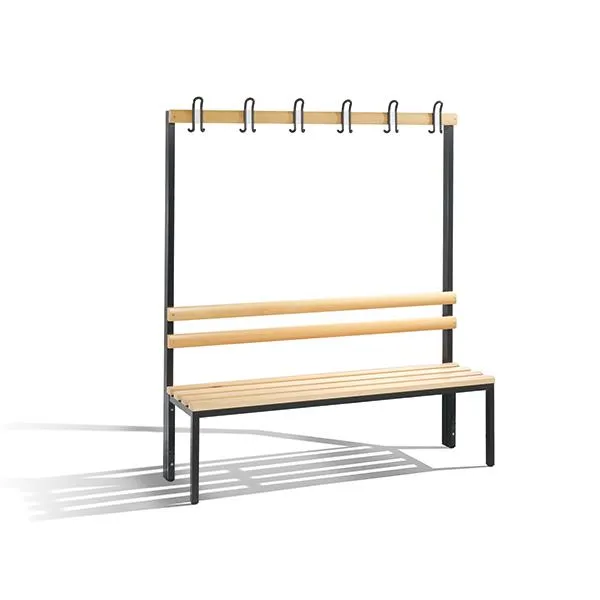 Bænk, CP Basic, 165 x 150 x 40,3 cm, med knage bøg/antracit
