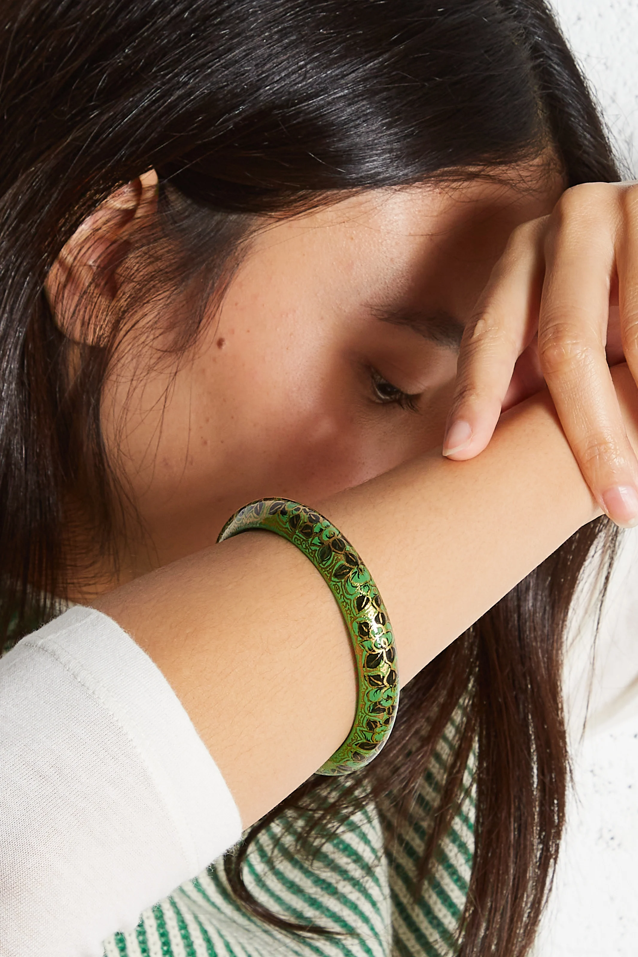 ASHA - Bracelet imprimé en bois | Vert