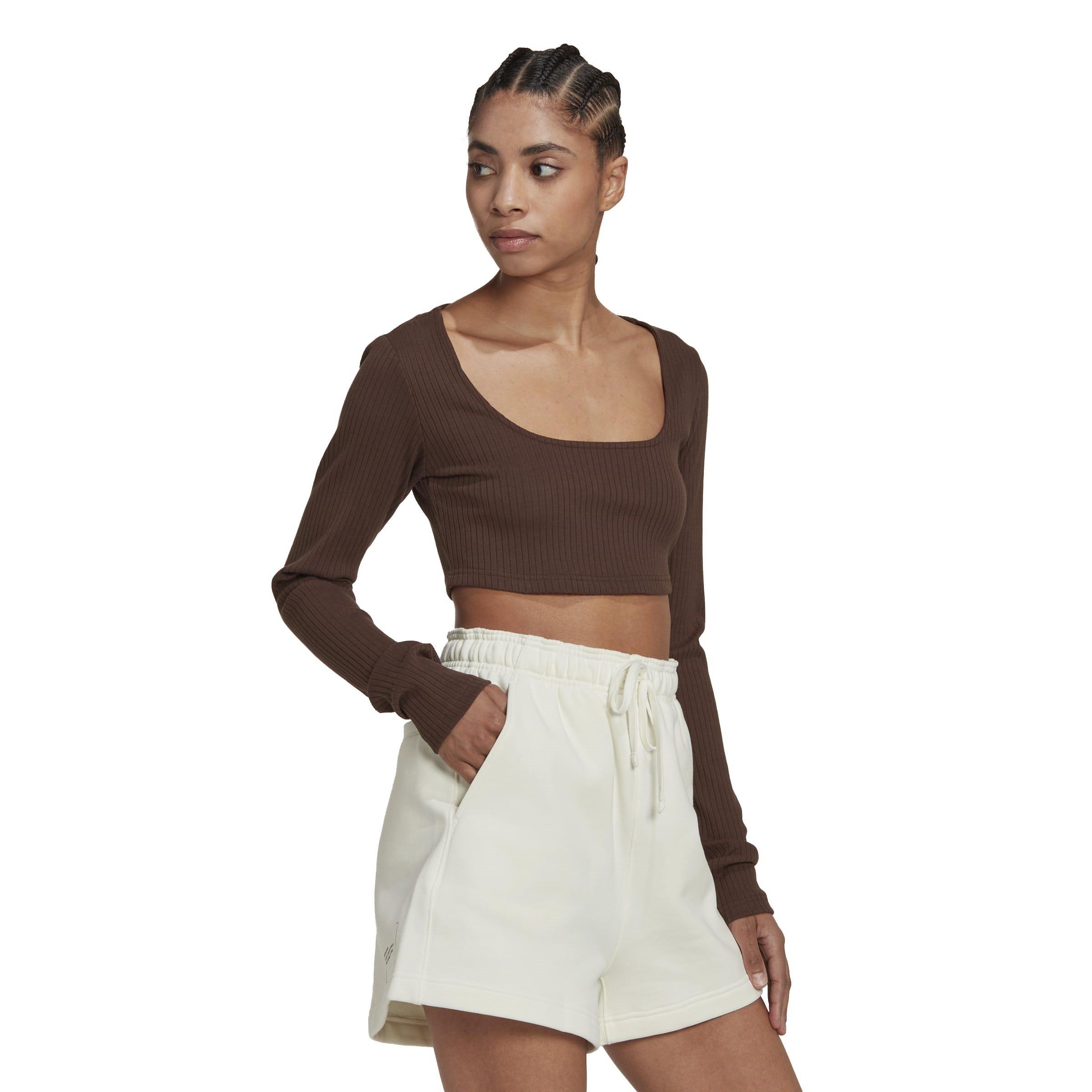 adidas Long Sleeve Rib Knit Crop Top