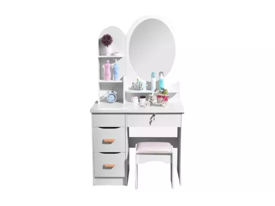 Coiffeuse et table de maquillage avec tabouret miroir CATHY