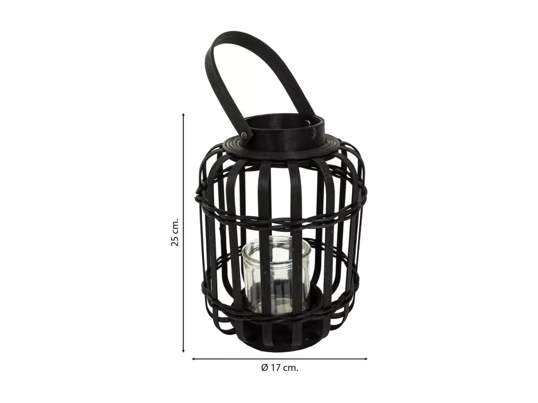 Lanterne photophore en bambou noir d17x25h