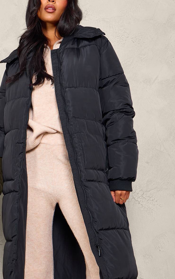Noir Manteau Doudoune Long Maxi À Casynthétiqueche Tall