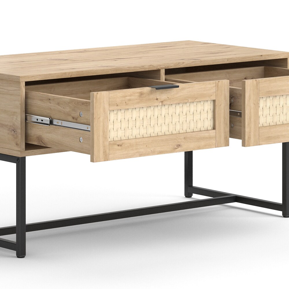 Vicco Couchtisch Natal Eiche 100 x 49,5 cm 2 Schubladen