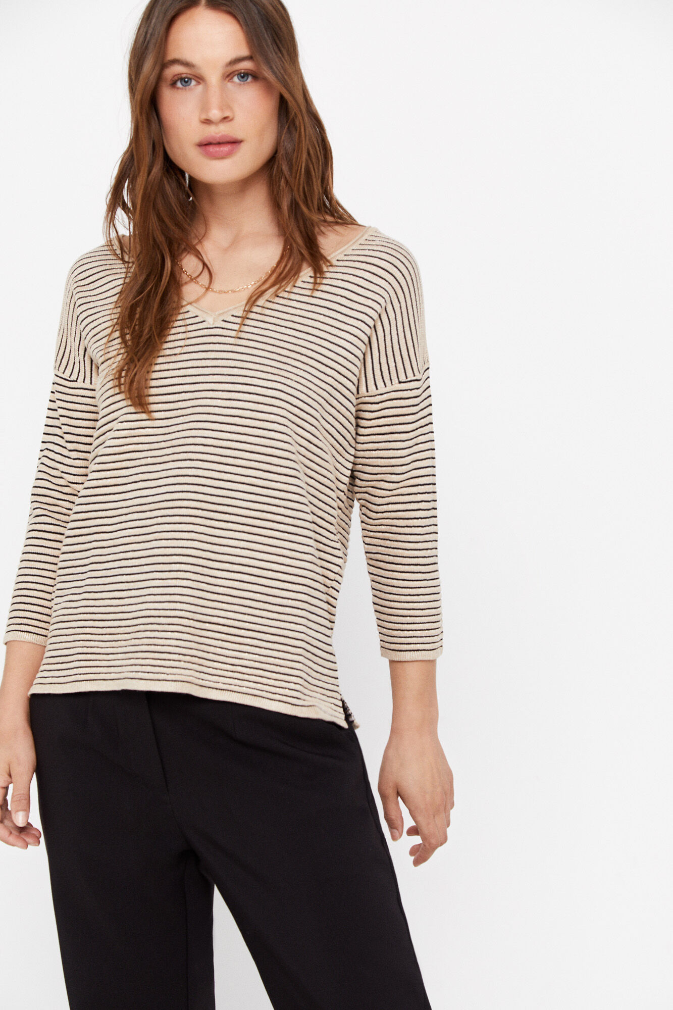 Jersey canelada de viscose Ecovero - estampa marrom
