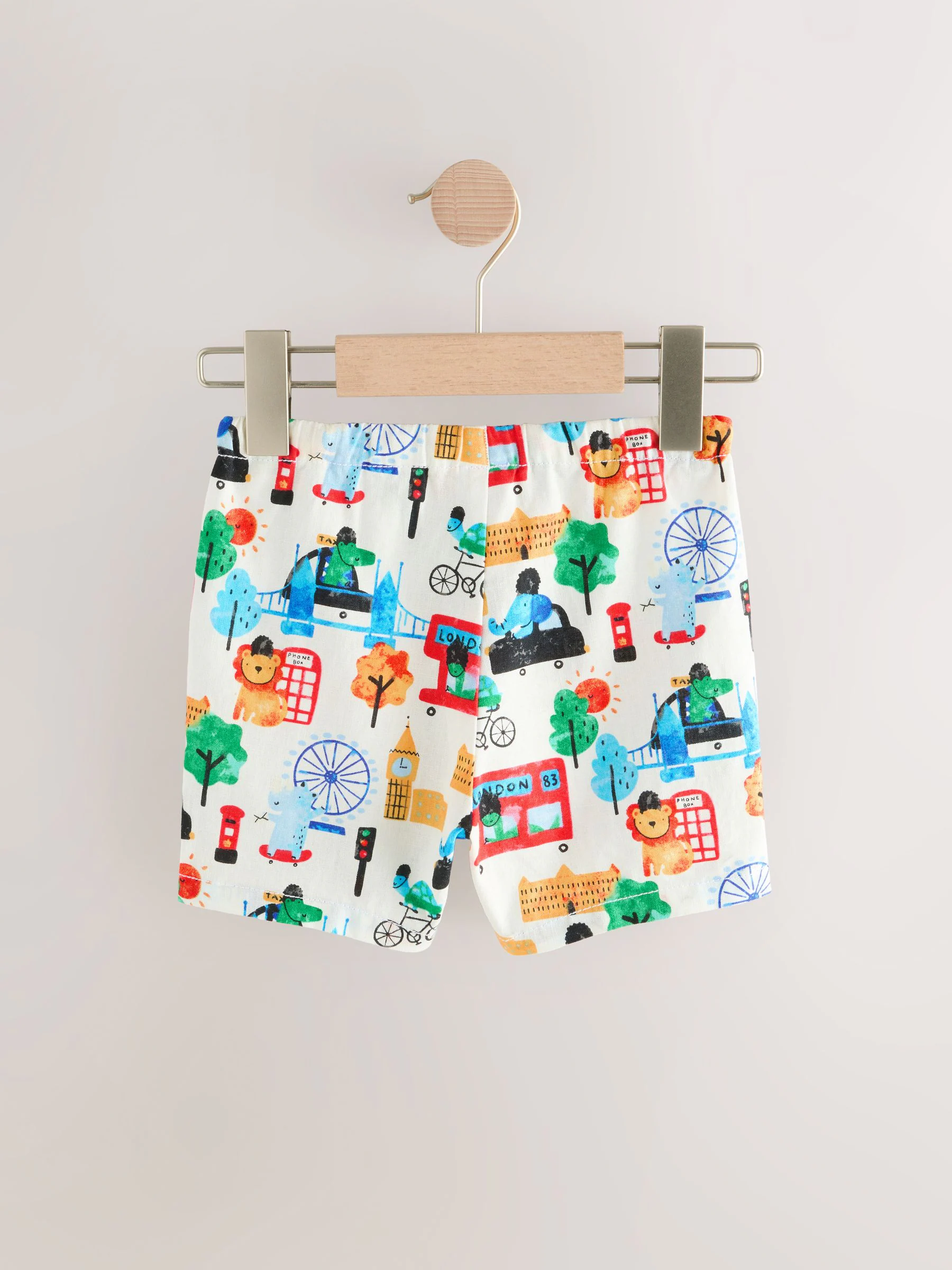 London print - Short met elastische taille van linnenmix (3 mnd-7 jr)